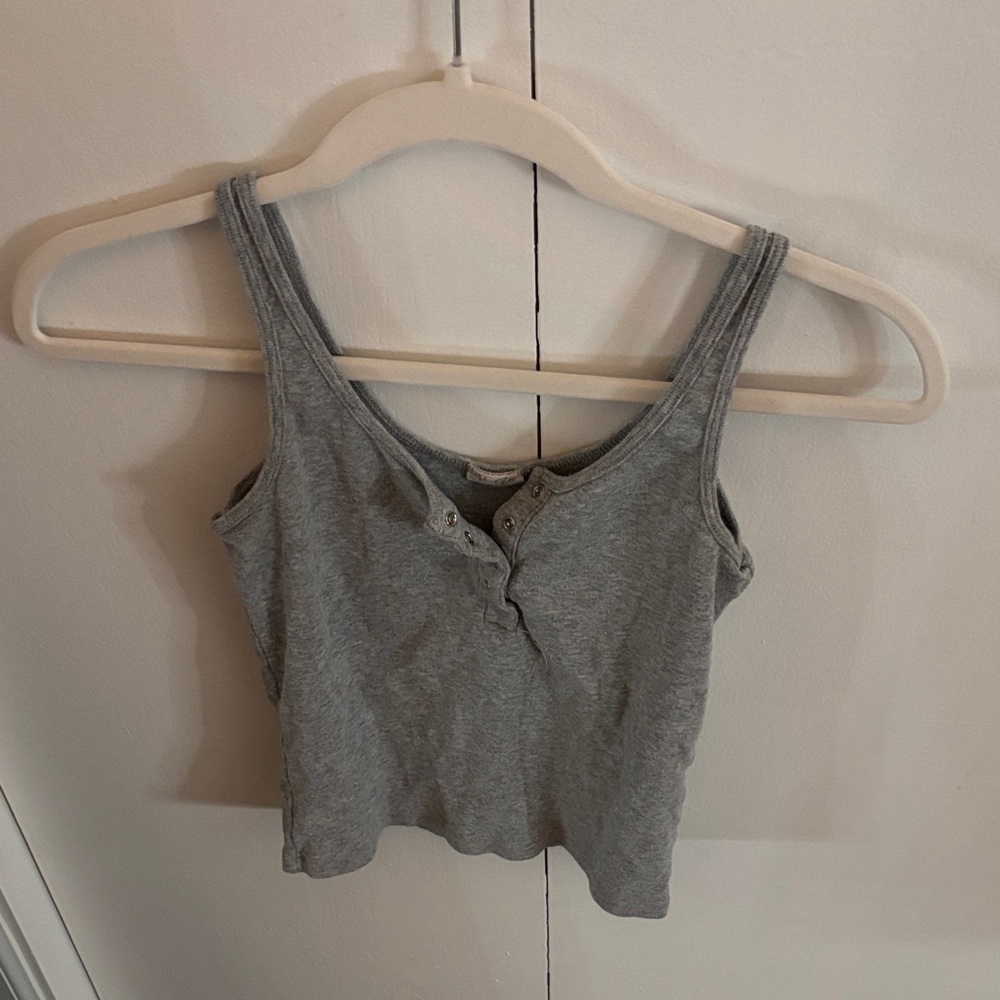 Brandy Melville Heather Gray Henley Tank Top